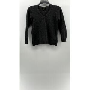 CHARTER CLUB Women's Charcoal Cashmere V-Neck Long Sleeve Sweater SZ M